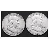 TWO FRANKLIN  HALF DOLLARS