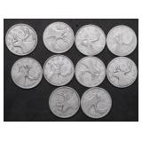 10 CANADA SILVER QUARTERS