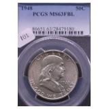 1948 PCGS MS63 FBL FRANKLIN  HALF DOLLAR