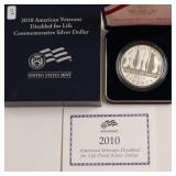 2010 PROOF DISABLED VET SILVER DOLLAR W BOX PAPERS
