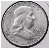 1957 D CHOICE BU FRANKLIN HALF DOLLAR