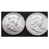 TWO FRANKLIN  HALF DOLLARS