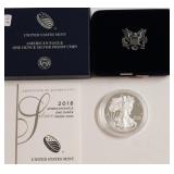 2018 PROOF SILVER EAGLE W BOX PAPERS