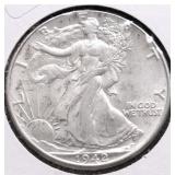 1942 WALKING HALF DOLLAR AU