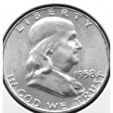 1958 D GEM BU FRANKLIN HALF DOLLAR
