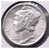 1944 D GEM BU MERCURY DIME