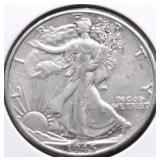 1945 D WALKING HALF DOLLAR AU