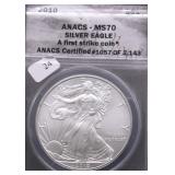 2010 ANACS  MS70 SILVER EAGLE