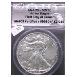2019 ANACS  MS70 SILVER EAGLE