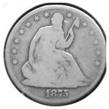 1875 S SEATED HALF DOLLAR VG