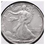 1937 WALKING HALF DOLLAR AU