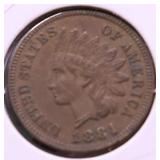 1881  INDIAN HEAD CENT AU