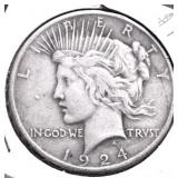 1924 PEACE DOLLAR VF
