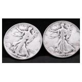 TWO WALKING HALF DOLLARS