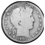 1905 S BARBER HALF DOLLAR G