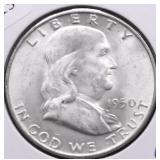 1950 D CHOICE BU FBL FRANKLIN HALF DOLLAR
