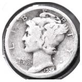 1924 MERCURY DIME VG