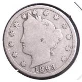 1893 V NICKEL VG