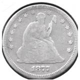 1877 SEATED QUARTER VG