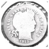 1913 BARBER DIME AG