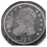 1821 BUST DIME HOLE