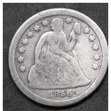 1856 SEATED DIME VG