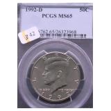 1992 D PCGS MS65 KENNEDY HALF DOLLAR