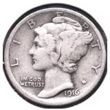 1916 MERCURY DIME XF