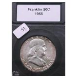 1958 GEM BU FRANKLIN HALF DOLLAR