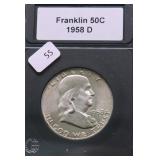 1958 D GEM BU FBL FRANKLIN  HALF DOLLAR