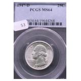 1947 D PCGS MS64 WASHINGTON QUARTER
