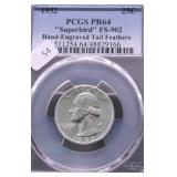 SUPERBIRD  1952 PCGS PF64 WASHINGTON QUARTER