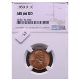 1950 D NGC MS66 RED LINCOLN CENT
