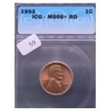1953 ICG MS66+ RED LINCOLN CENT