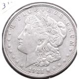 1921 D MORGAN DOLLAR AU