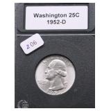 1952 D SUPURB GEM WASHINGTON QUARTER