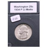 1934 CHOICE BU LT MOTTO WASHINGTON QUARTER