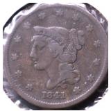 1841 LARGE CENT VF