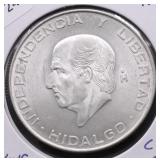 1955 CHOICE BU MEXICO SILVER 5 PESOS