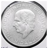 1956 CHOICE BU MEXICO SILVER 10 PESOS