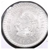 1948 MEXICO SILVER 5 PESOS CHOICE BU