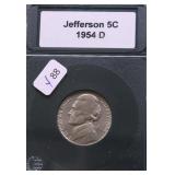 1954 D GEM BU JEFEFRSON NICKEL