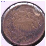 1865 TWO CENT PIECE VG