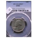 1967 PCGS SP67 SMS WASHINGTON QUARTER