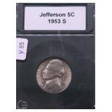 1953 S GEM BU JEFFERSON NICKEL