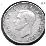 1947 ST 7 MAPLE LEAF CANADA HALF DOLLAR AU RARE