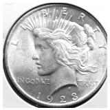 1923 GEM BU PEACE DOLLAR