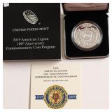 PROOF AMERICAIN SILVER DOLLAR W BOX PAPERS