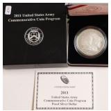 PROOF ARMY SILVER DOLLAR W BOX PAPERS