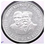 1960 MEXICO SILVER 5 PESOS CHOICE BU